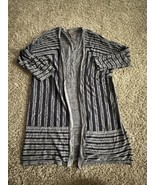 Easywear by Chicos Cardigan Womens Size 2 Open Front Striped Flowy Long ... - €12,11 EUR