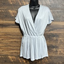Lavender Fields Fleece Romper Shorts Cross Over Small Blue Grey Pockets ... - $8.55