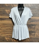 Lavender Fields Fleece Romper Shorts Cross Over Small Blue Grey Pockets ... - $11.99 CAD