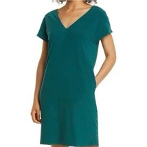 NWT HALOGEN Green V-Neck Shift Dress Women’s XL Stretch Lined Irish Pockets - £41.04 GBP