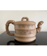 Vintage Chinese Yixing Zisha Tan Clay Teapot with Calligraphy - £388.74 GBP