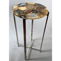 Natural Agate Gemstone Table Top Handmade Coffee Table Round Agate Home Interior - £222.21 GBP+