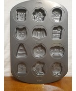 Wilton Halloween Mini Cake Cookie Pan Sheet 12 Non Stick Ghost Dracula Bat - $127.52 MXN