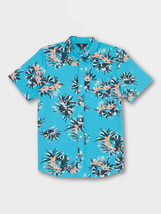 Volcom Button Up Shirt Mens Medium Blue Floral Skateboarding Casual NEW - £26.01 GBP