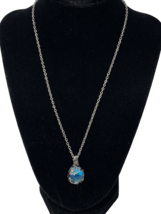 Dichroic Glass Pendant on Silvertone Necklace 18&quot; - $177.90 MXN