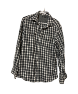 Kenneth Cole Mens Button-Up Shirt Black Plaid Long Sleeve Point Collar P... - $12.86