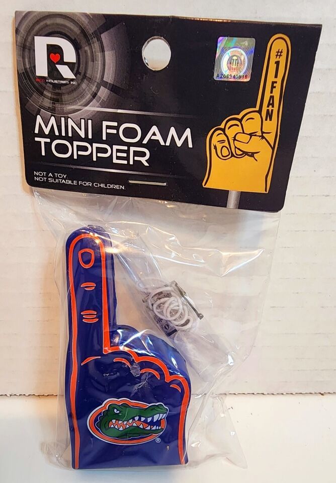 Primary image for NCAA FLORIDA GATORS Mini Foam Finger Antenna Topper Ornament NIP FREE DANGLER