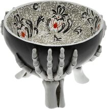 Spiderweb Skeleton Hands Halloween Resin Serving Bowl 8 x 5.75 Resin - $49.49