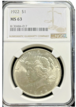 1922 Peace Silver Dollar NGC MS63 uncirculated 8130484-017 mint state 63... - $197.01