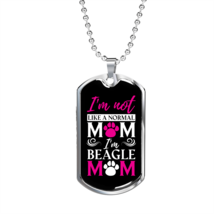 Not Normal Beagle Mom Necklace Stainless Steel or 18k Gold Dog Tag 24&quot; Chain - £37.33 GBP+
