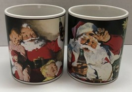 Lot Of 2 Coca Cola Santa Children &amp; Christmas Tree Sakura Stone Wear Coffee Mugs - £10.34 GBP