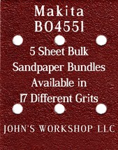 Makita BO4551 - 1/4 Sheet - 17 Grits - No-Slip - 5 Sandpaper Bulk Bundles - $4.99