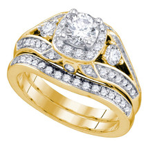 14kt Yellow Gold Round Diamond Bridal Wedding Engagement Ring Band Set 1-1/2 Ctw - £3,687.64 GBP