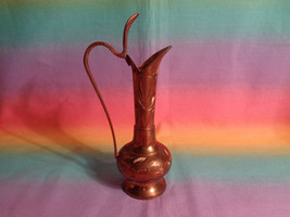 Vintage India Brass Etched Carved Teapot Vase - $10.24