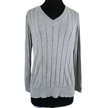 Grey V Neck Ribbed Sweater Size 18 20W - £19.36 GBP