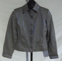 Linda Allard Ellen Tracy Gray Blue Sheen Linen Suit Blazer Jacket Misses... - £15.50 GBP