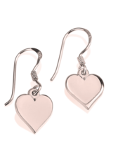 Dangle Heart Earrings: Sterling Silver, 24K Gold, Rose Gold - £101.63 GBP