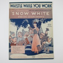 Walt Disney Snow White 7 Dwarfs Whistle While You Work Sheet Music Vintage 1937 - £15.74 GBP