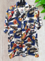 Monzini Collection Mens Hibiscus Fighter Airplanes Hawaiian Shirt Size L Italy - £76.99 GBP