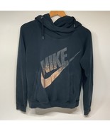 Nike Womens Black Copper Metallic Logo Size M Hooded Hoodie Cowl Sweater... - $15.99