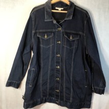 Woman Within Size 24W Dark Blue Denim Jacket Barn Coat Cotton Blend - £31.14 GBP