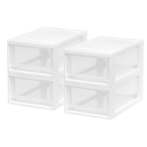 IRIS USA 6 Quart Compact Stackable Plastic Storage Drawer, 4 Pack, White - £43.48 GBP