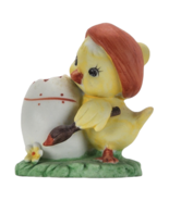 Vintage Lefton Duck Figurine 3&quot; Easter Egg Chick Hand Painted Darling Cute - £13.85 GBP