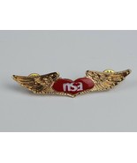 Vintage NSA heart golden wings pin broach National Students Assn? Flight? - £5.94 GBP