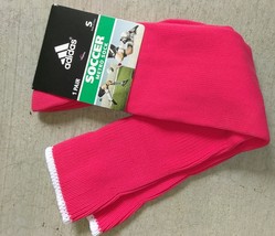 Adidas  Men's METRO SOCK Cushion Pink White Design Soccer Socks Sz S - $13.99