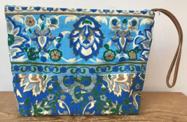 Vintage India Pattern Print Cotton Canvas Blue Floral Small Clutch Handbag Purse - £16.03 GBP