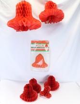 Christmas Honeycomb Tissue Paper Bell Red Decorations Double Glo 6 pc - £35.53 GBP
