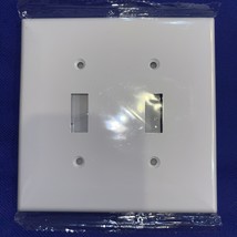 Hyper Tough Double Toggle Light Switch Wall Plate White Plastic 5x5 inch - $6.16