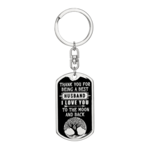 Daddy Thank You Keychain Stainless Steel or 18k Gold Dog Tag Keyring - £37.92 GBP+