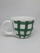 Starbucks 2016 Green White Checker Buffalo Plaid 14oz Coffee Tea Cup Mug Seattle - £11.02 GBP