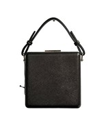 Olga Berg Ashley Black Square Top Handle Purse Bag W Silver Chain Strap ... - £35.46 GBP