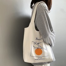 W&amp;G New Fruit Orange Canvas Bag Female Literary Japanese Student Vest Ins Simple - £40.72 GBP