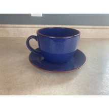 Speckled Blue Glazed Pottery 20 Fluid Ounce Coffee/Soup Mug And Saucer - £7.78 GBP