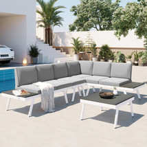 Industrial 5-Piece Aluminum Outdoor Patio Furniture Set - Grey - £555.13 GBP