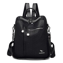 Large Capacity Retro Multifunctional Backpack High Quality PU Leather Shouder Ba - £38.12 GBP