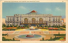 Linen Postcard CA L051 Cancel 1938 Exposition Auditorium Civic Center San Fran - £4.96 GBP