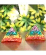 1 Pc Big Orgone 7 Chakra Beautiful Natural Stone Orgonite Energy Pyramid... - $54.44