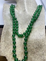 Vintage Green Onyx Jade Beaded Necklace - £67.01 GBP