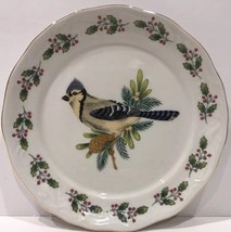 Gibson &quot;SONGBIRDS&quot; 4 Dessert/Bread &amp; Butter Holiday Holly Berries Plates... - £21.36 GBP