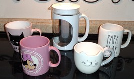 Disney Mini Mouse Cat Papa Bear Coffee Mug Set &amp; Primula Cold Brew Maker 5 Piece - £40.08 GBP