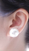 1 Pair Clip On Faux Pearl Button Stud Earrings Non-Pierced Size:20mm - £4.78 GBP