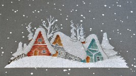 Winter night Cross Stitch houses pattern pdf Cozy Winter cross stitch vi... - £9.42 GBP