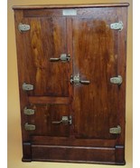 Antique Oak Ice Box Refrigerator 4&#39; Tall Porcelain Lined w/Racks 3 Door ... - €853,88 EUR