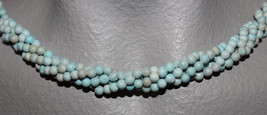  The Twist Beads Era!  36&quot; Necklace Of 4 Mm Round Beads Robin Egg Blue Blends - £1.83 GBP