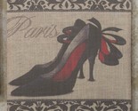 Stiletto Shoe Print Stretched Linen Wall Plaque 15.7&quot; Vintage Look #91966 - $9.90