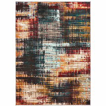 10&#39; X 13&#39; Blue Gold Red And Grey Abstract Power Loom Stain Resistant Area Rug - £1,113.14 GBP